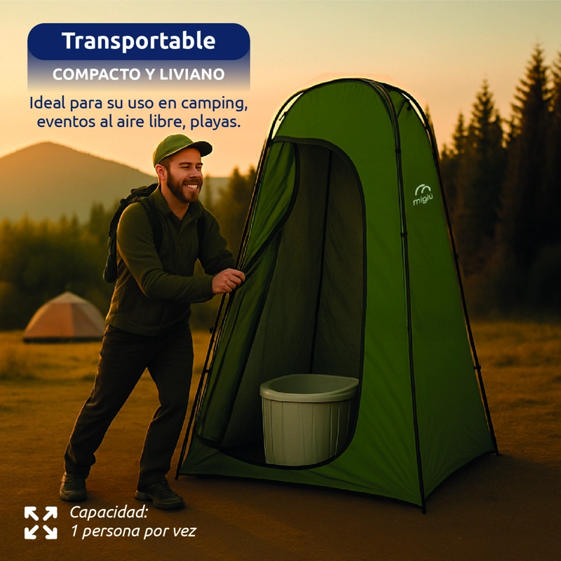 Carpa Probador y Baño Químico Portátil con Ducha Solar para Camping - 7