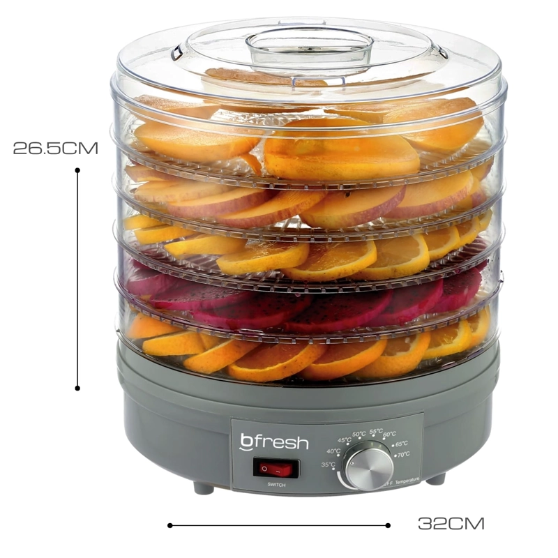 DESHIDRATADOR ALIMENTOS FRUTAS BFRESH R6728 250 W DRY FIT GRIS - 2