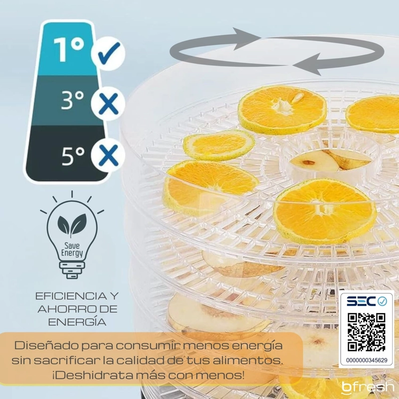 DESHIDRATADOR ALIMENTOS FRUTAS BFRESH R6728 250 W DRY FIT GRIS - 5