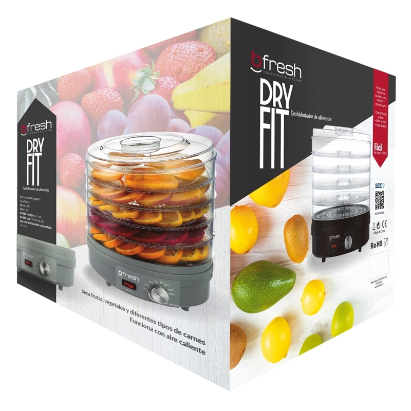 DESHIDRATADOR ALIMENTOS FRUTAS BFRESH R6728 250 W DRY FIT GRIS - 6