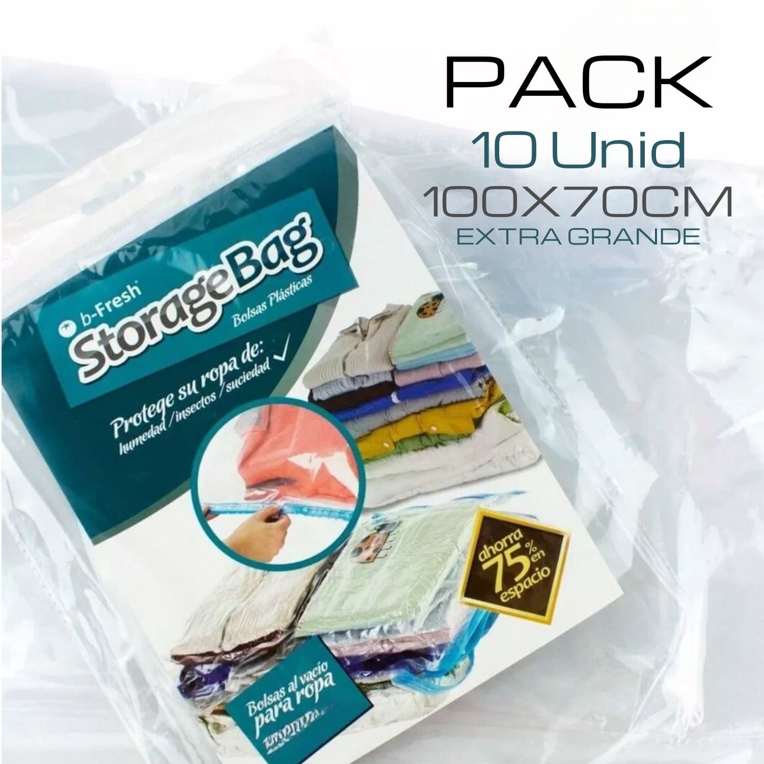 10 BOLSAS VACÍO ROPA SPACE BAGS GRANDE 100X70CM - 7