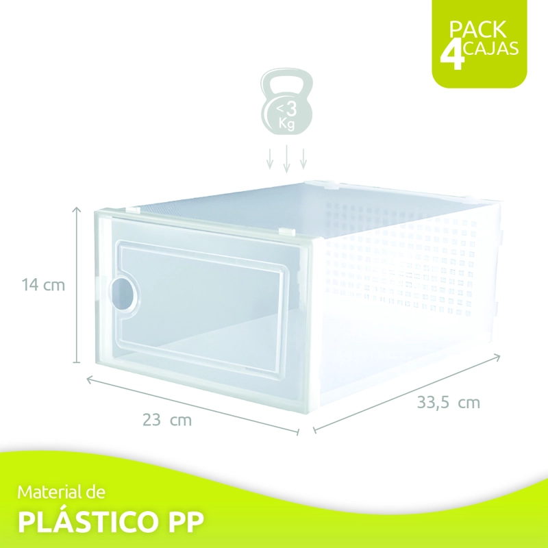 CAJA ORGANIZADORA DE ZAPATOS APILABLES SET 4 UNIDADES - 2