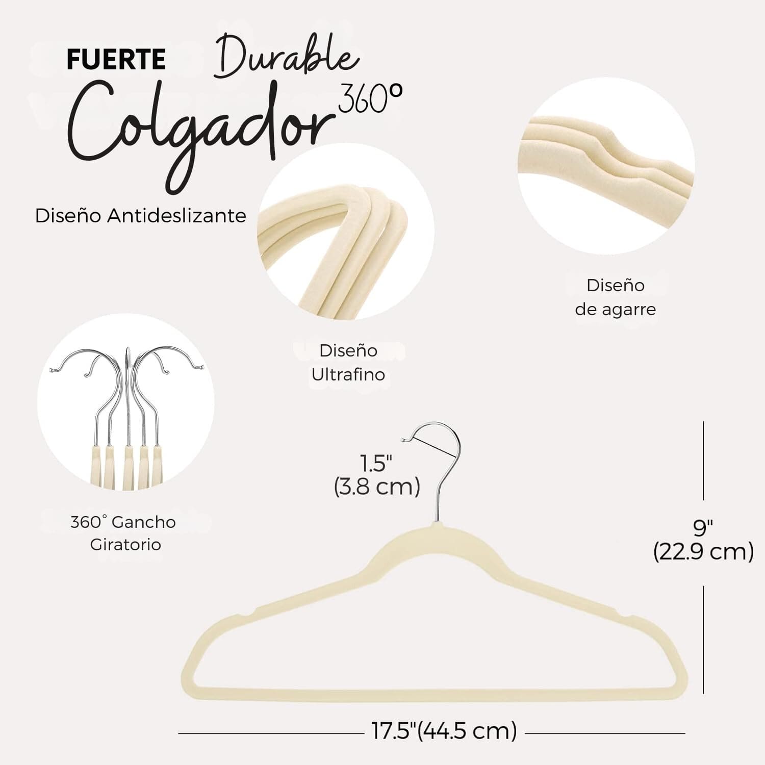 SET 50 COLGADOR GANCHO PERCHAS ROPA FELPA ANTIDESLIZANTE - 3