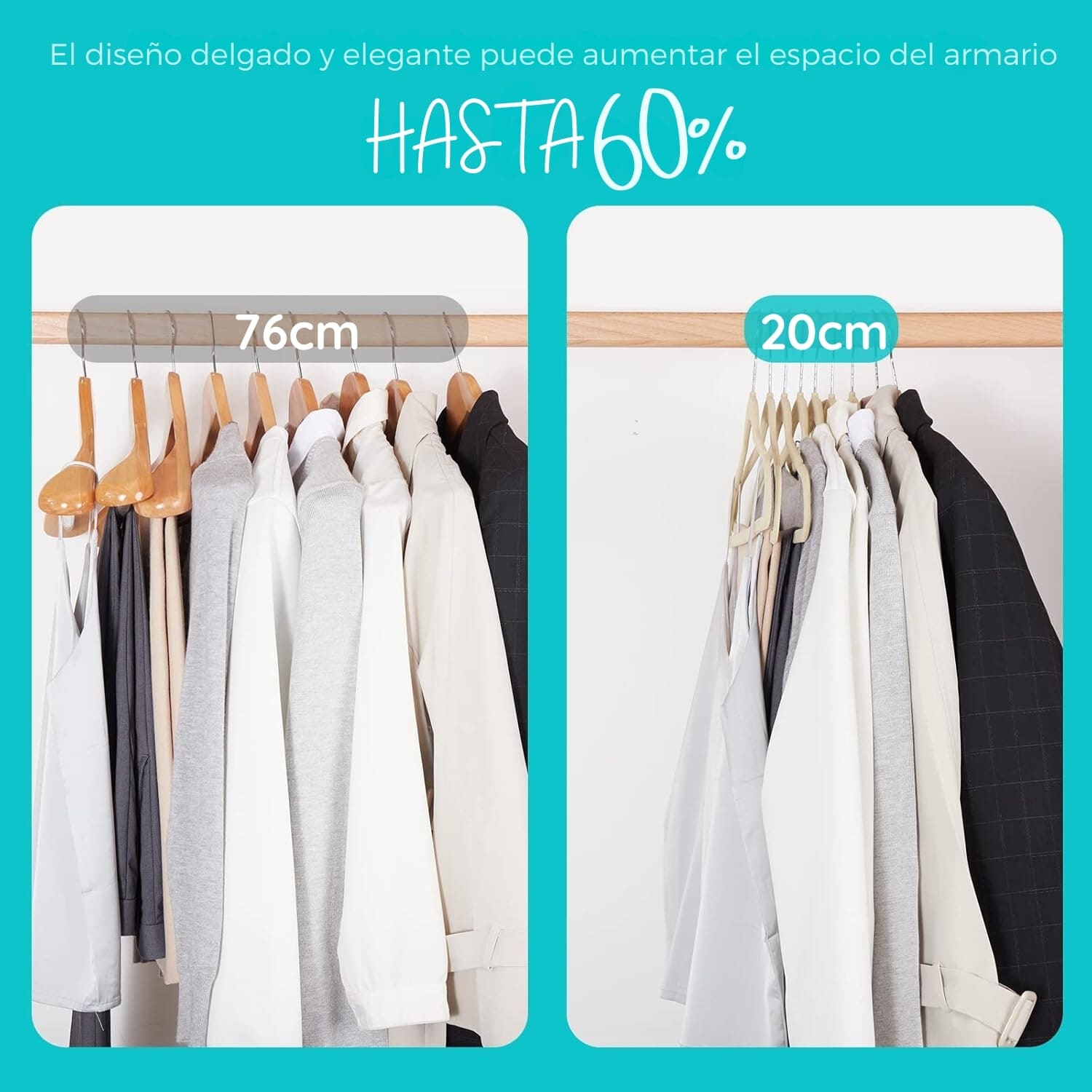 SET 50 COLGADOR GANCHO PERCHAS ROPA FELPA ANTIDESLIZANTE - 4