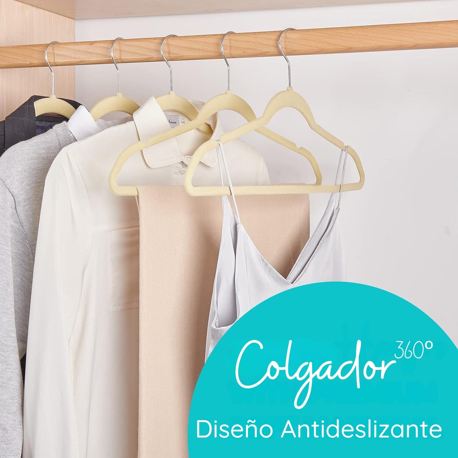 SET 50 COLGADOR GANCHO PERCHAS ROPA FELPA ANTIDESLIZANTE - 6