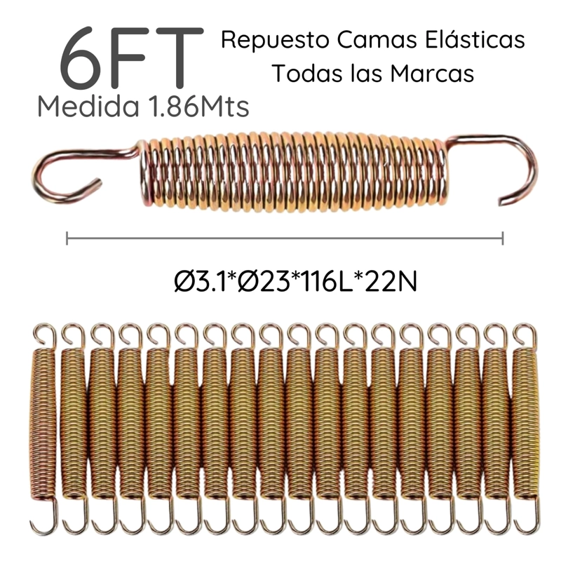 Resortes Cama Elástica 6FT 1.86m GlowUp Pack 36 Acero - 2