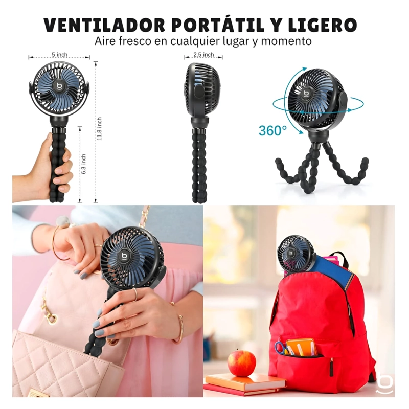 PACK 2 VENTILADORES PORTÁTIL USB CON BASE TRÍPODE - 4