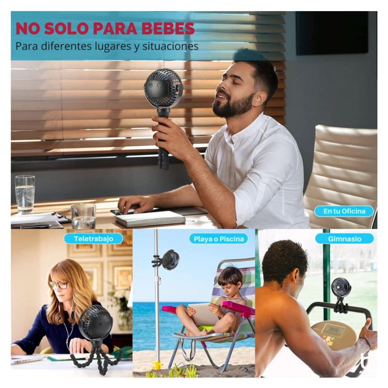 PACK 2 VENTILADORES PORTÁTIL USB CON BASE TRÍPODE - 8