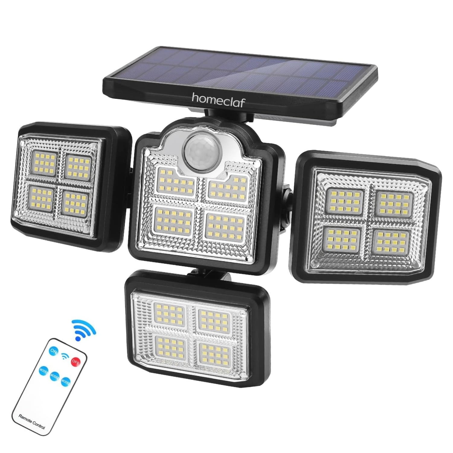FOCO HOMECLAF LED SOLAR EXTERIOR 4 DIRECCIONES SENSOR CONTROL LUZ CÁLIDA NEGRO - 1