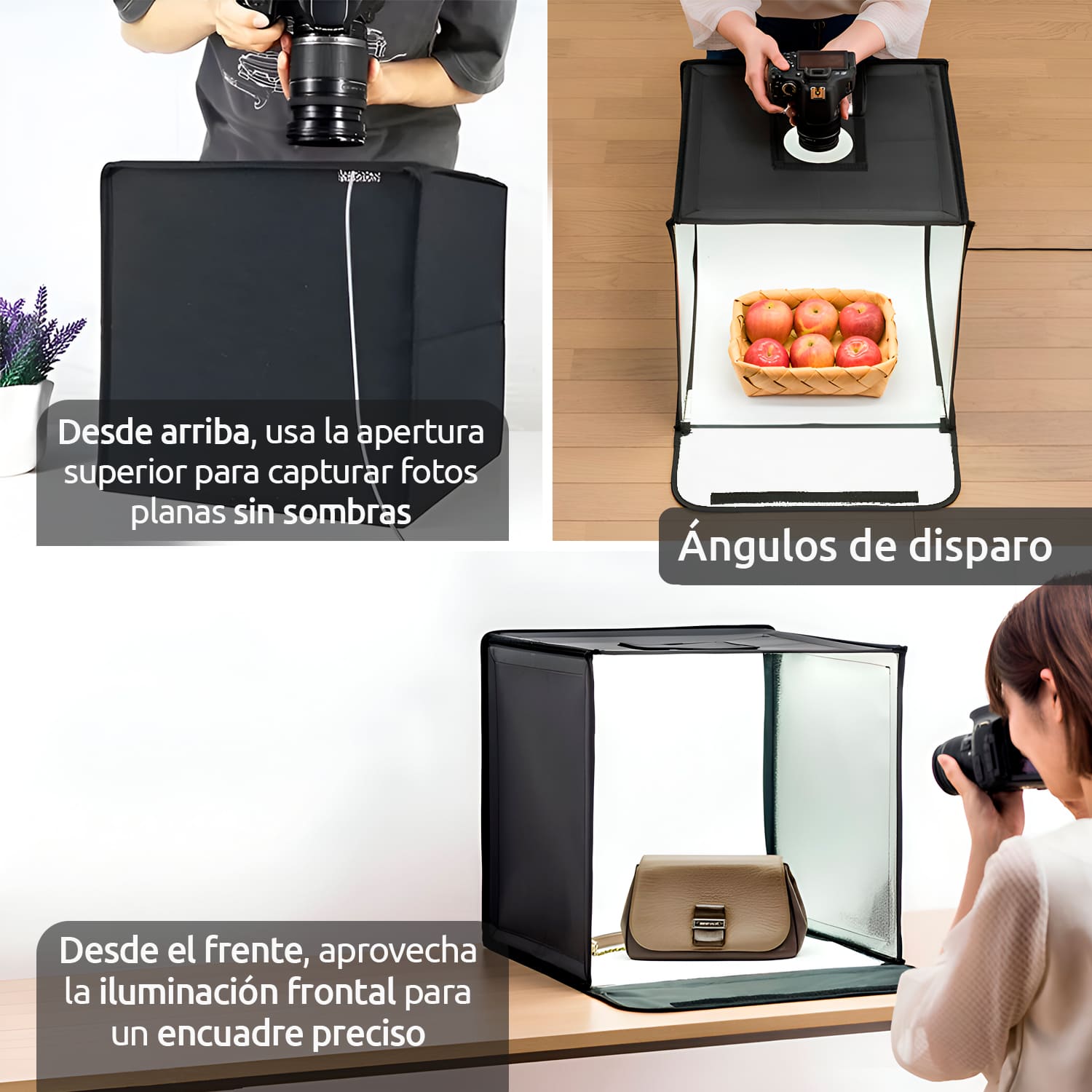 ESTUDIO FOTOGRÁFICO PORTÁTIL 40X40 LUZ LED FULL ACCESORIOS - 2