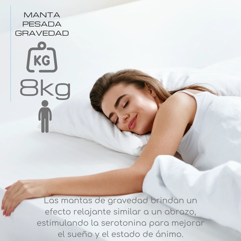MANTA DE GRAVEDAD PESADA 1.5 PLAZA 8KG TRASTORNO SUEÑO ACQUI - 4