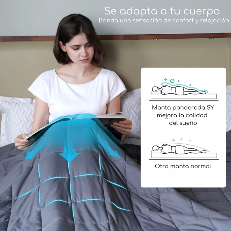 MANTA DE GRAVEDAD PESADA 1.5 PLAZA 8KG TRASTORNO SUEÑO ACQUI - 5