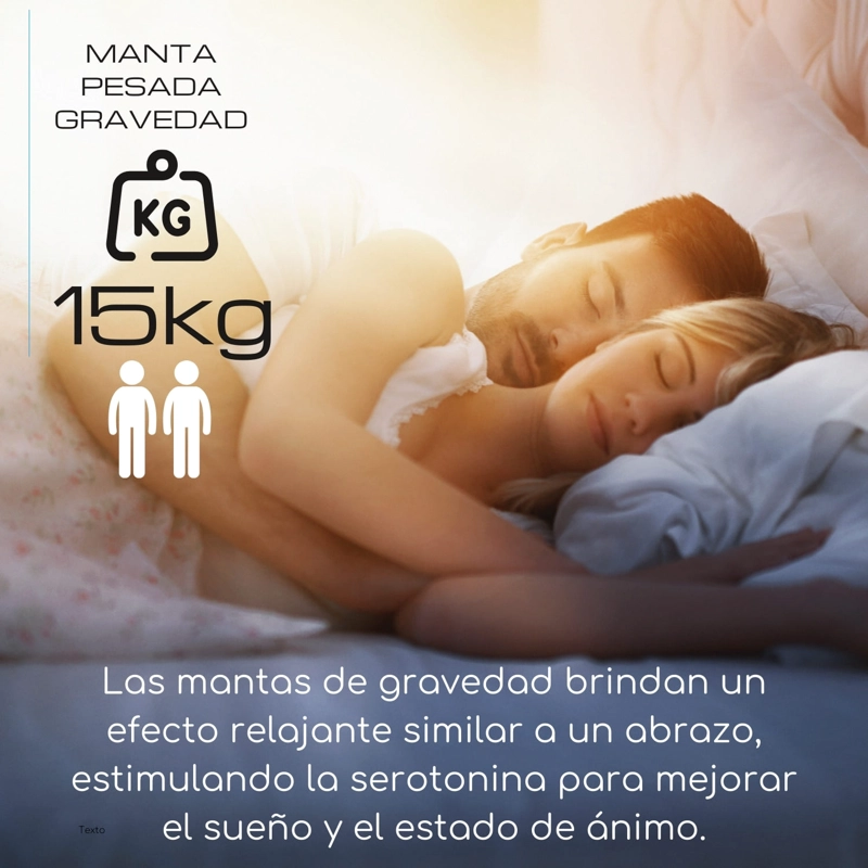MANTA DE GRAVEDAD PESADA QUEEN 15KG TRASTORNO SUEÑO ACQUI - 4