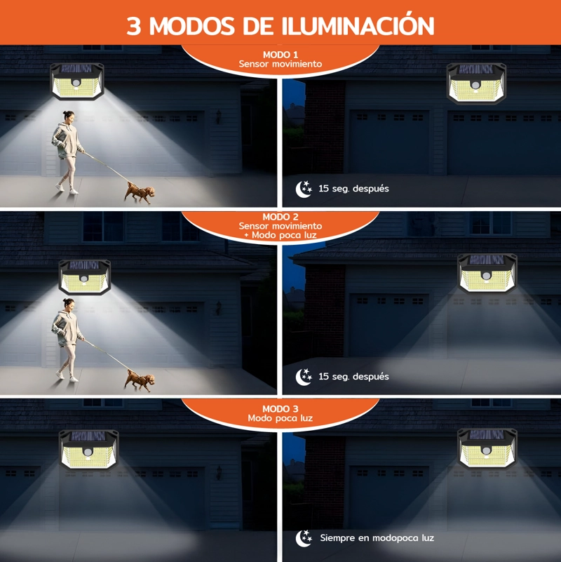 FOCO SOLAR 178 LED EXTERIOR CON SENSOR MOVIMIENTO HOMECLAF - 6