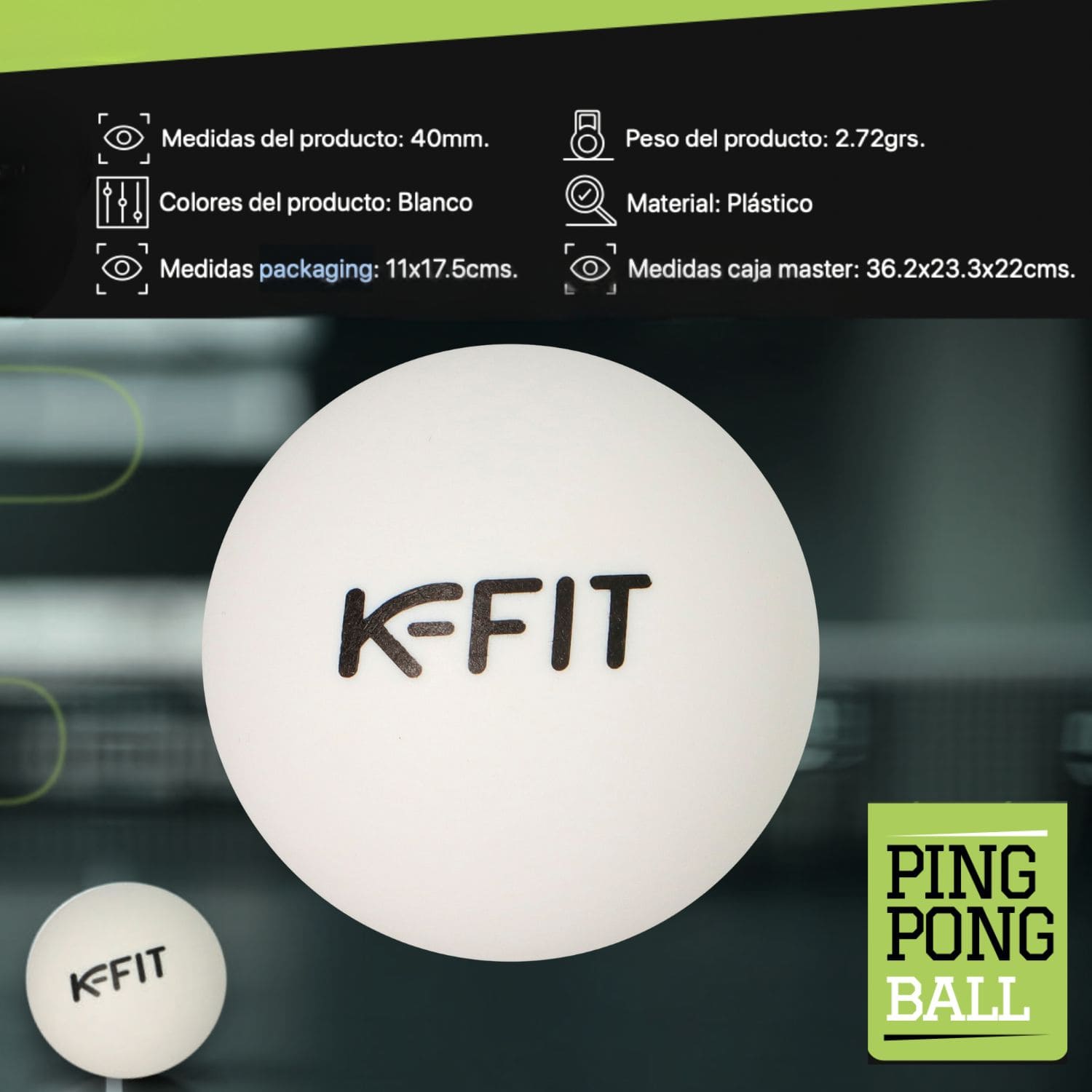 PACK 72 PELOTAS DE PING PONG TENIS DE MESA 100*40+ KFIT - 2