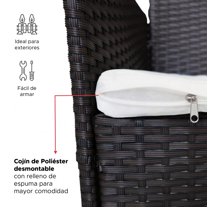 SET JUEGO DE TERRAZA 4PCS MESA SILLAS SILLON RATTAN VINCENZI - 9