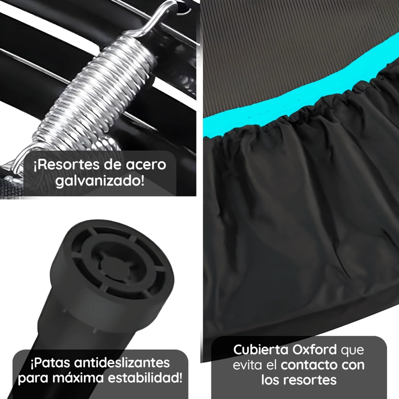 MINI TRAMPOLÍN 4 FT 1.2 MT AERÓBICO FITNESS YOGA Y JUEGOS GLOWUP - 4