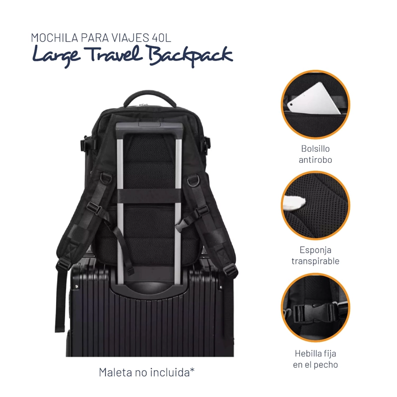 MOCHILA DE VIAJE MULTIUSO RESISTENTE IMPERMEABLE 40 LT MIGLÚ - 5