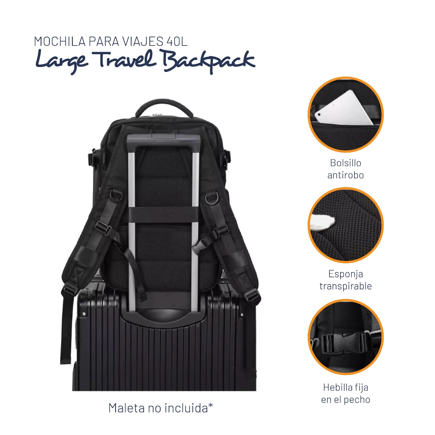 MOCHILA DE VIAJE MULTIUSO RESISTENTE IMPERMEABLE 40 LT MIGLÚ - 5