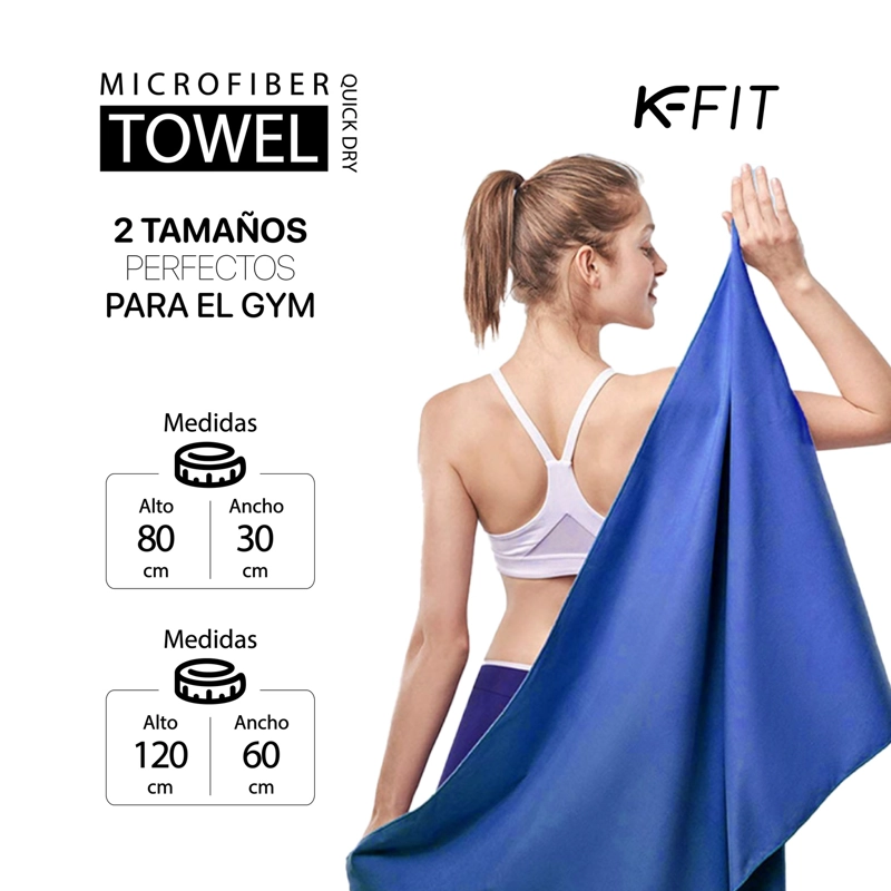 PACK DE 2 TOALLAS DE MICROFIBRA GRANDES DE SECADO RÁPIDO + ESTUCHE DE TELA MALLA K-FIT - 5