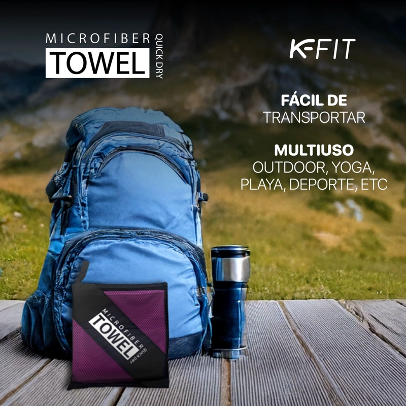 PACK DE 2 TOALLAS DE MICROFIBRA GRANDES DE SECADO RÁPIDO + ESTUCHE DE TELA MALLA K-FIT - 6