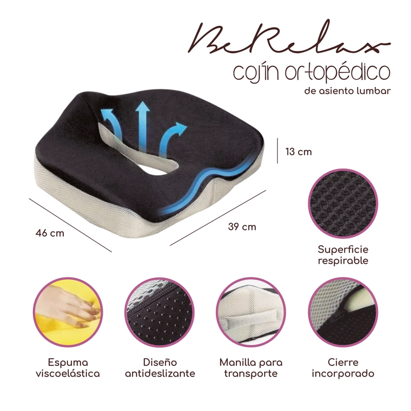 COJÍN ORTOPÉDICO ERGONÓMICO LUMBAR PARA SILLA SOPORTE ESPALDA ACQUI - 2