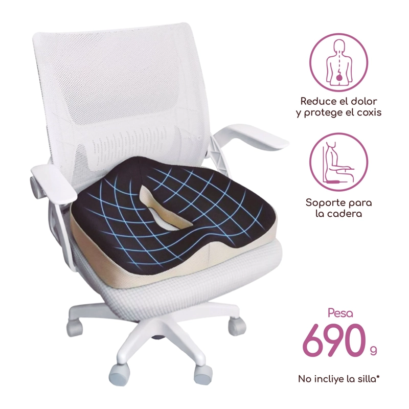 COJÍN ORTOPÉDICO ERGONÓMICO LUMBAR PARA SILLA SOPORTE ESPALDA ACQUI - 3