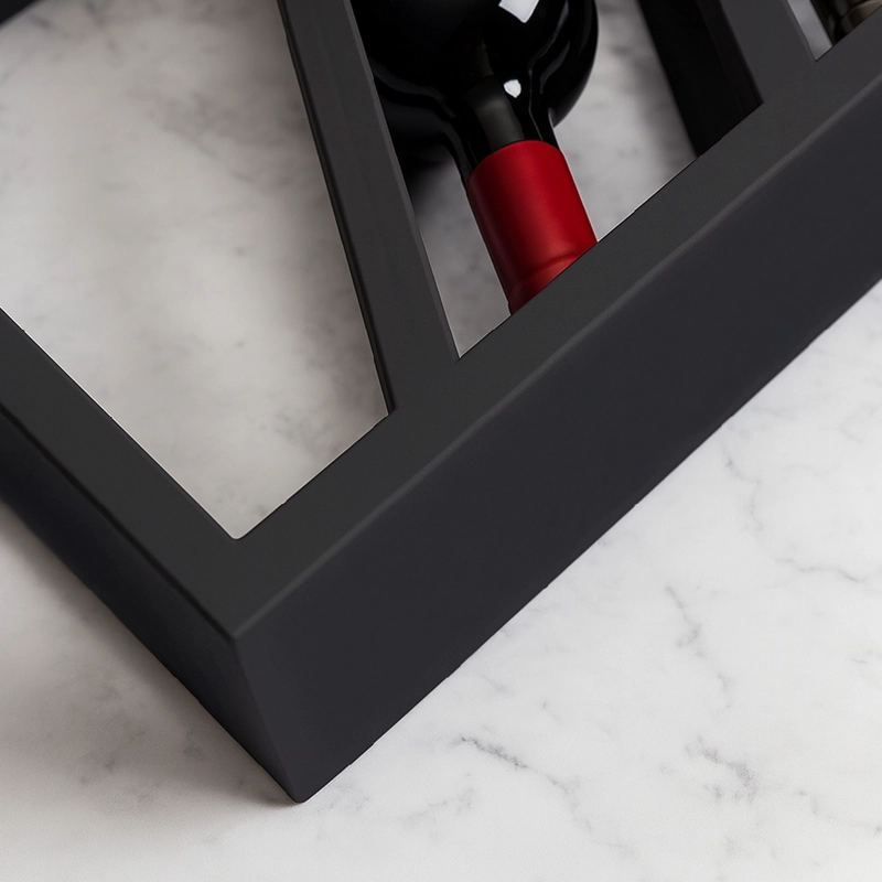 SOPORTE GRANDE CAVA PARA 8 BOTELLAS DE VINOS 175X40 CM DE HIERRO NEGRO VINCENZI - 3