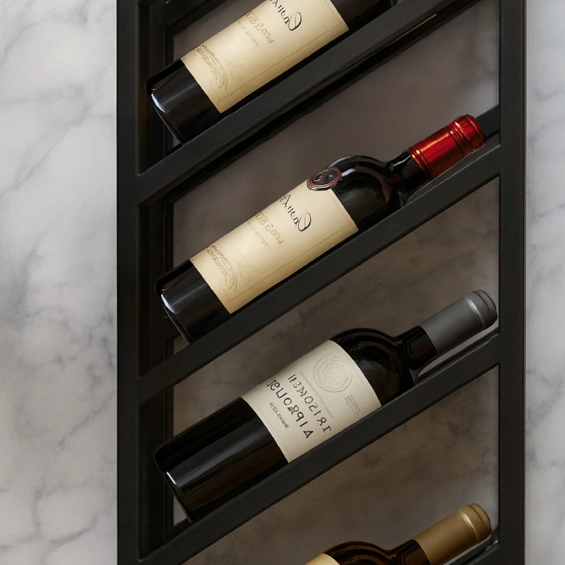 SOPORTE GRANDE CAVA PARA 8 BOTELLAS DE VINOS 175X40 CM DE HIERRO NEGRO VINCENZI - 4