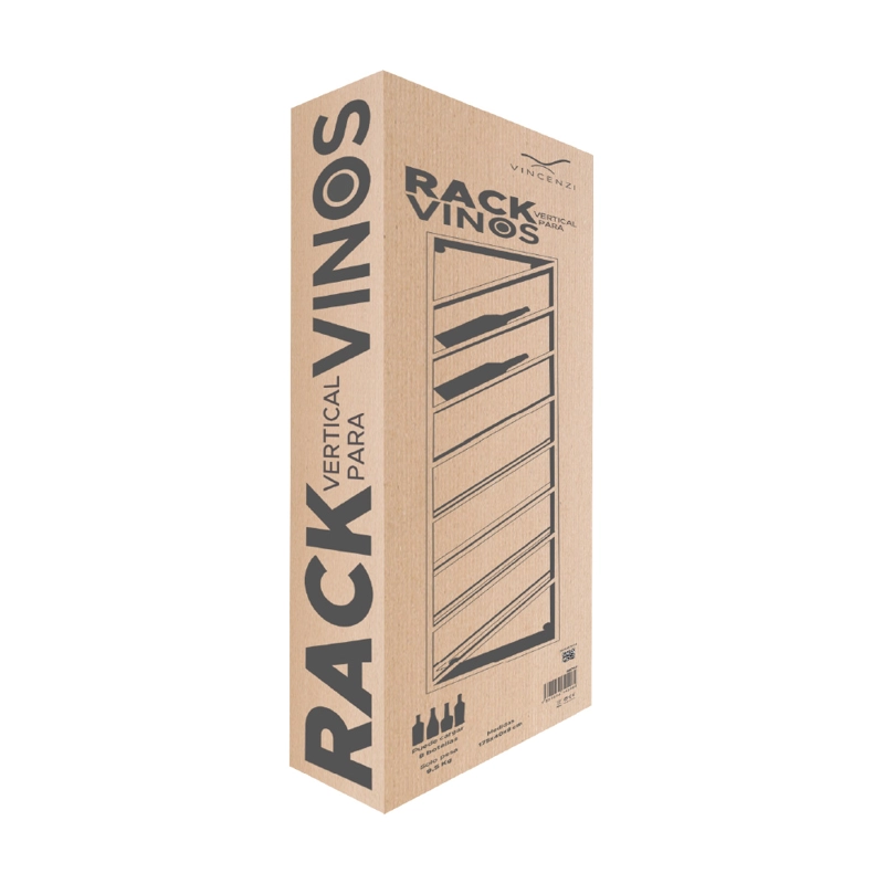SOPORTE GRANDE CAVA PARA 8 BOTELLAS DE VINOS 175X40 CM DE HIERRO NEGRO VINCENZI - 9