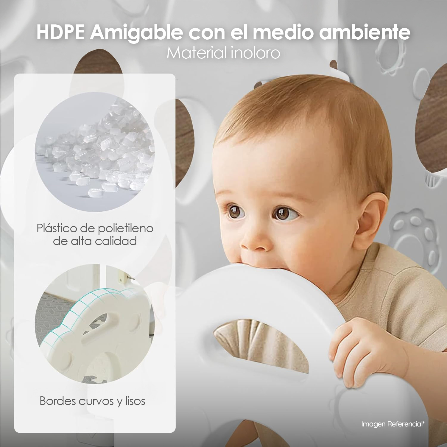 CORRAL PARA BEBÉ PLEGABLE DISEÑO DE OSITO PORTÁTIL CON PANELES DE SEGURIDAD - 7
