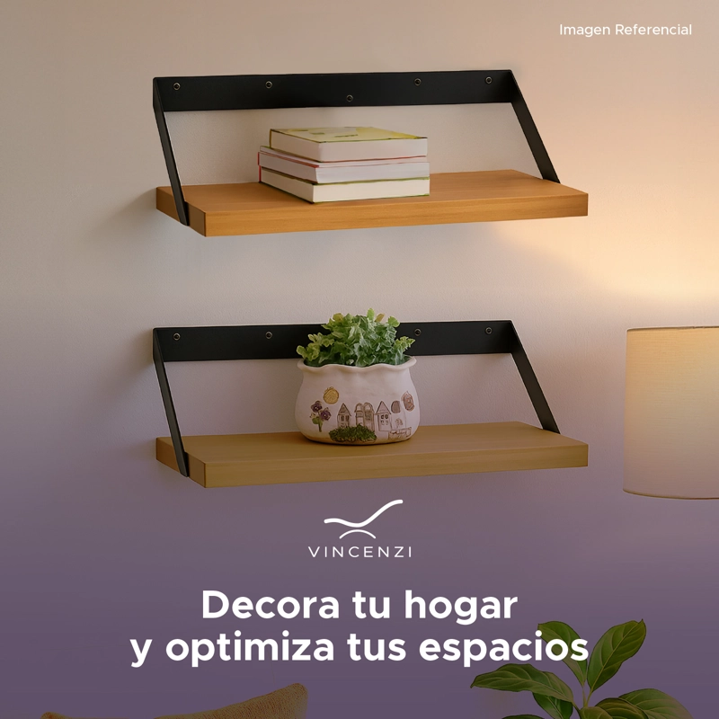 Pack 2 Repisas Soporte Madera y hierro 40x20 cm de Pared - Vincenzi - 3