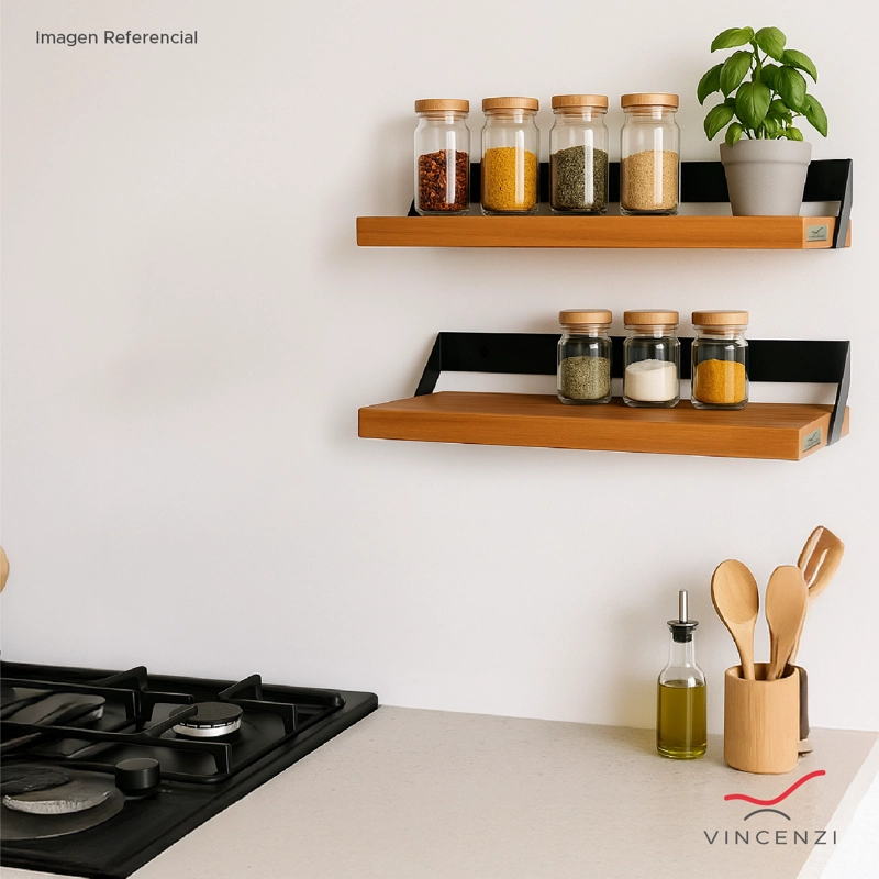 Pack 2 Repisas Soporte Madera y hierro 40x20 cm de Pared - Vincenzi - 8