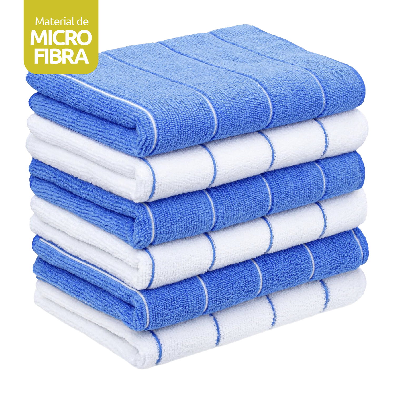 PACK DE 12 PAÑOS DE COCINA GRANDES 60X40 CM MICROFIBRA ULTRA ABSORBENTE COLOR AZUL Y BLANCO - 1