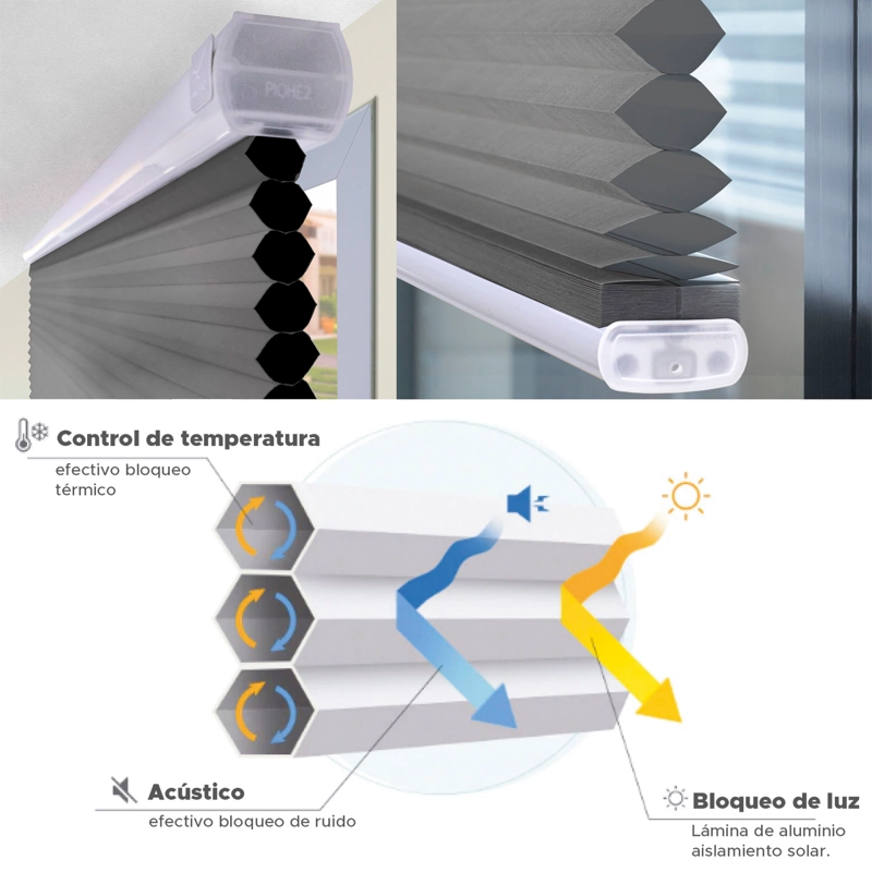 CORTINA HONEYCOMB TERMOACÚSTICA BLOQUEA SONIDOS CON PROTECCIÓN DE RAYOS UV 160X240 CM - 6