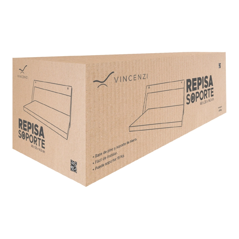 Pack 2 Repisas Madera y hierro de alta calidad 60x20cm de Pared - Vincenzi - 10