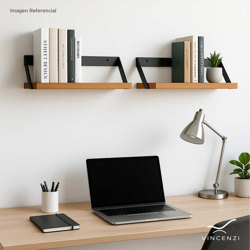 Pack 2 Repisas Madera y hierro de alta calidad 60x20cm de Pared - Vincenzi - 5