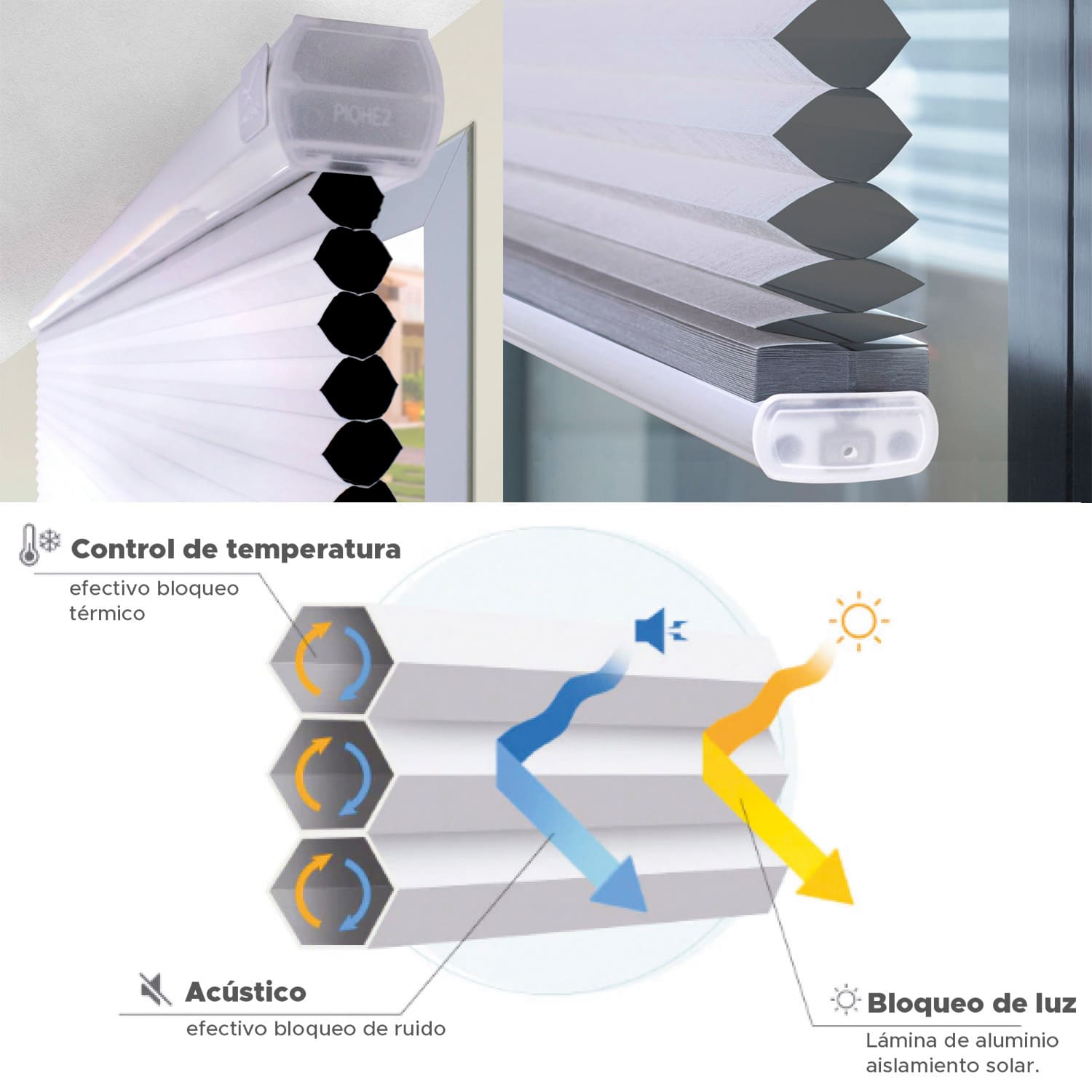 CORTINA HONEYCOMB TERMO-ACÚSTICAS BLANCA 160 X 160 CM - 7