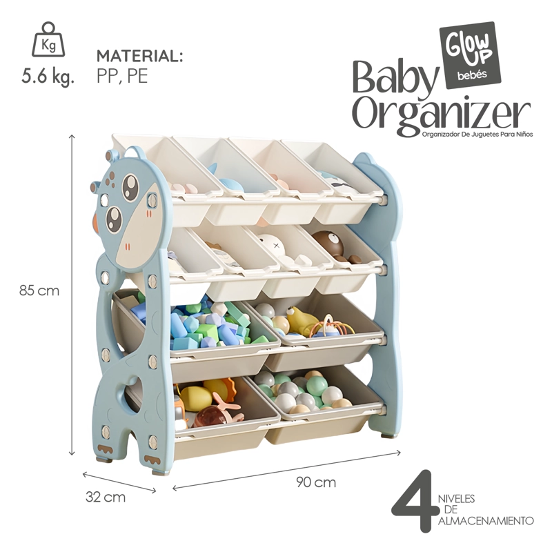 MUEBLE ORGANIZADOR JUGUETES NIÑOS CON 12 CONTENEDORES GLOWUP - 2