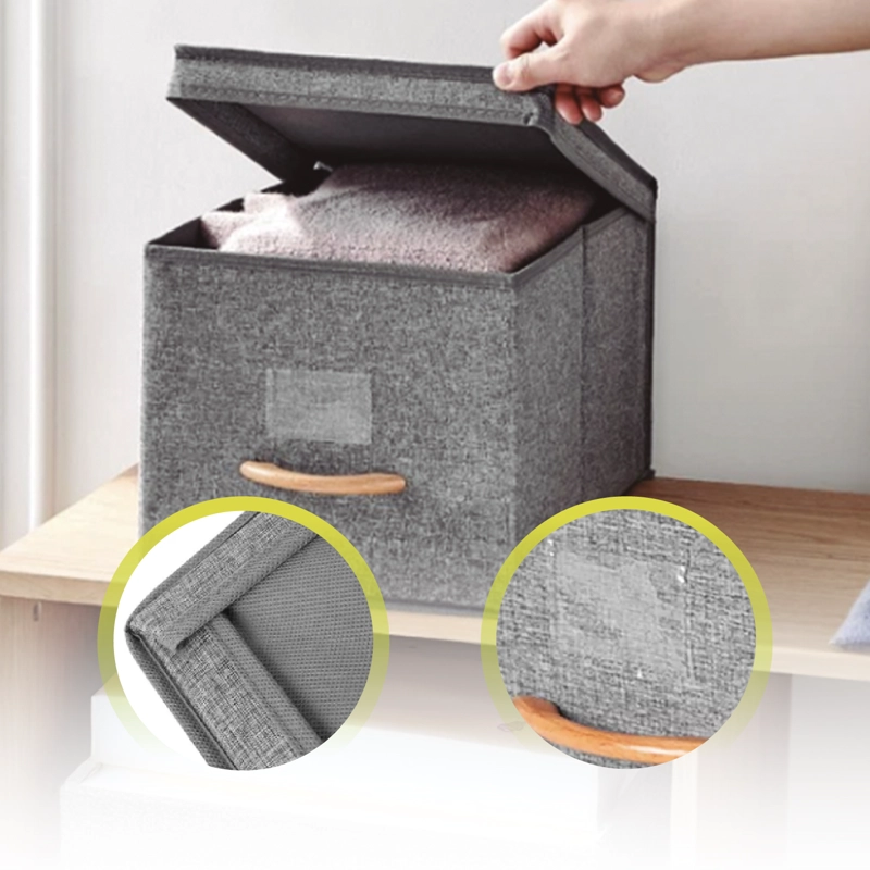 PACK 2 CAJAS ORGANIZADORAS PLEGABLE GRANDES CON TAPA DE LINO - 10