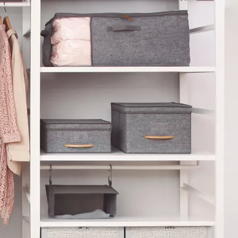 PACK 2 CAJAS ORGANIZADORAS PLEGABLE GRANDES CON TAPA DE LINO - 11