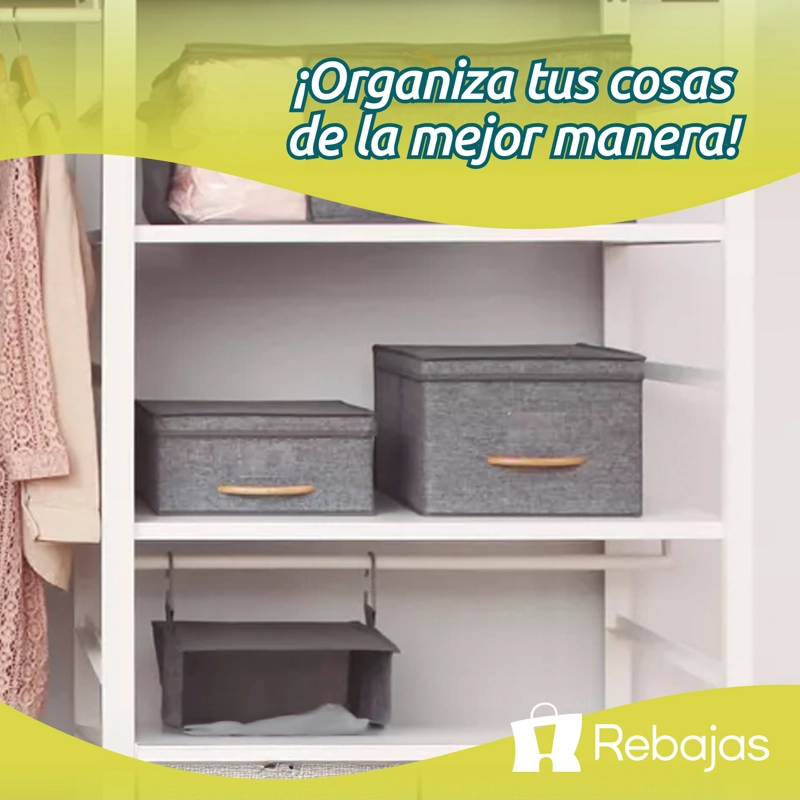 PACK 2 CAJAS ORGANIZADORAS PLEGABLE GRANDES CON TAPA DE LINO - 8