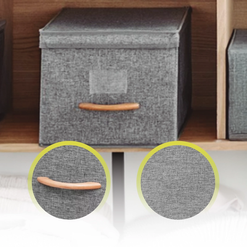 PACK 2 CAJAS ORGANIZADORAS PLEGABLE GRANDES CON TAPA DE LINO - 9