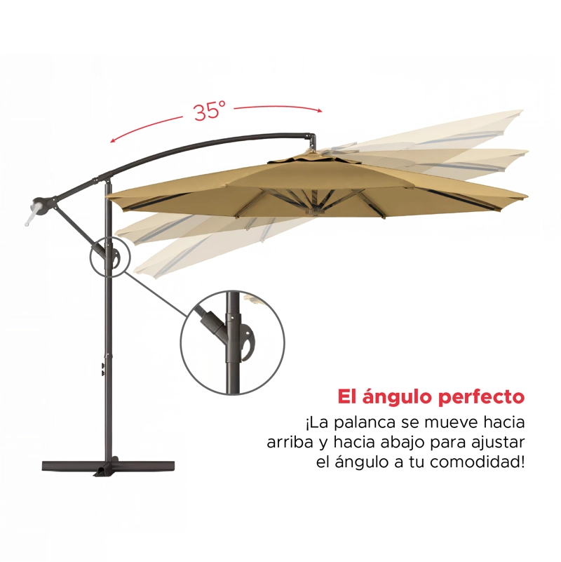 QUITASOL LATERAL 3X3MT SIN BASE SOMBRILLA TERRAZA SOL LLUVIA VINCENZI - 2