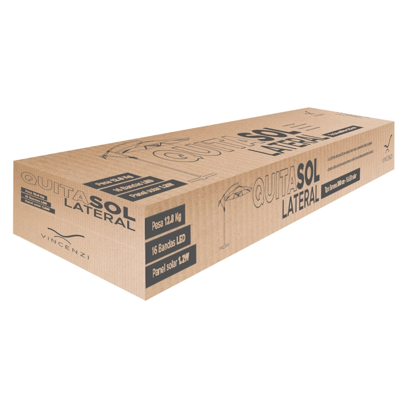 QUITASOL TERRAZA 360° 3X3 PANEL SOLAR LUZ LED KHAKI VINCENZI - 4