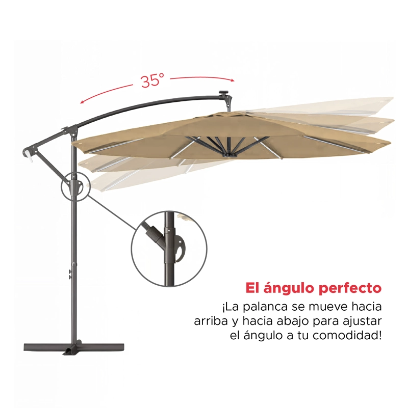 QUITASOL TERRAZA 360° 3X3 PANEL SOLAR LUZ LED KHAKI VINCENZI - 6