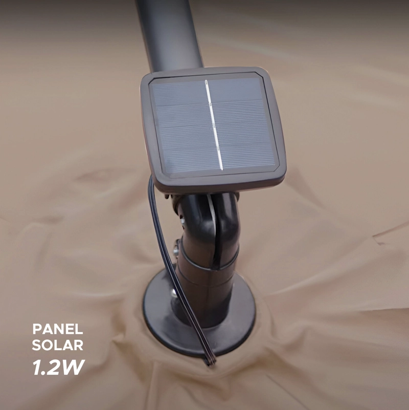 QUITASOL TERRAZA 360° 3X3 PANEL SOLAR LUZ LED KHAKI VINCENZI - 8