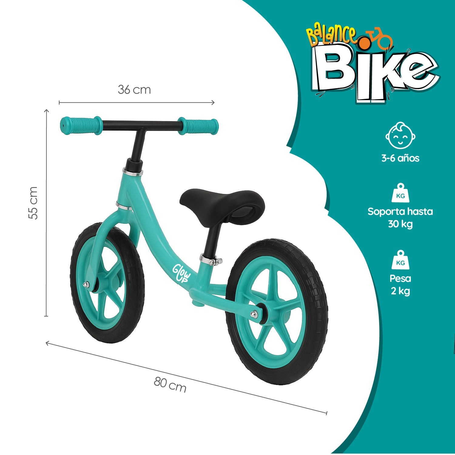 BICICLETA DE EQUILIBRIO INFANTIL LUCIO AZUL GLOWUP - 2