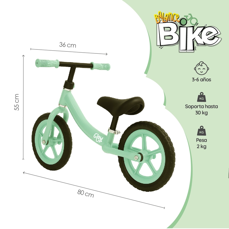BICICLETA DE EQUILIBRIO INFANTIL VERDE LUCA GLOWUP - 2