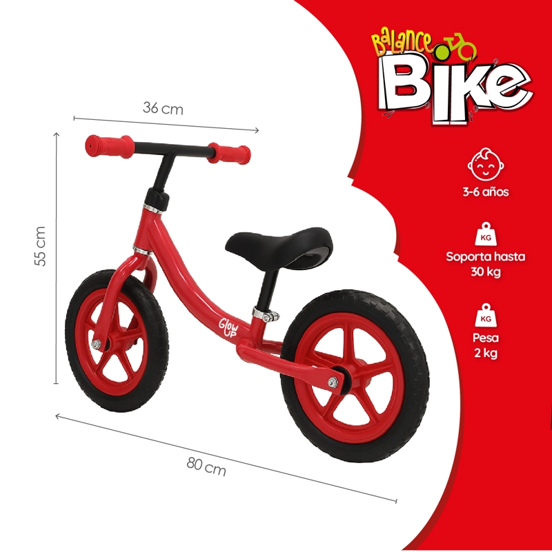 BICICLETA DE EQUILIBRIO INFANTIL EN COLOR ROJO DODO GLOWUP - 2